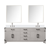 Lexora Laurel 80 inch W White Oak Double Sink Vanity Cabinet, White Quartz Top, Faucet Set, and 36 in Mirrors - LVL80DM211