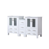 Lexora Volez 60 inch W White Double Sink Vanity Cabinet with Side Cabinet, and White Ceramic Top - LVV60D24A600