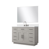 Lexora Abbey 48 inch W White Oak Vanity Cabinet Cultured Marble Countertop, 43 in Mirror and Faucet Set - LVA48SM311