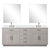 Lexora Abbey 80 inch W White Oak Double Sink Vanity Cabinet Cultured Marble Countertop, 30 in Mirrors and Faucet Set - LVA80DM311