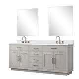 Lexora Abbey 80 inch W White Oak Double Sink Vanity Cabinet Cultured Marble Countertop, 30 in Mirrors and Faucet Set - LVA80DM311