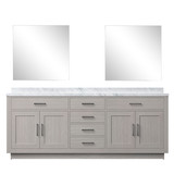 Lexora Abbey 84 inch W White Oak Double Sink Vanity Cabinet Carrara Marble Countertop and 34 in Mirrors - LVA84DM110