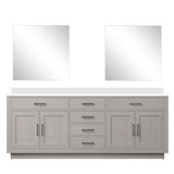 Lexora Abbey 84 inch W White Oak Double Sink Vanity Cabinet White Quartz Countertop and 34 in Mirrors - LVA84DM210