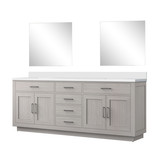 Lexora Abbey 84 inch W White Oak Double Sink Vanity Cabinet White Quartz Countertop and 34 in Mirrors - LVA84DM210