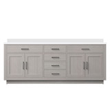 Lexora Abbey 84 inch W White Oak Double Sink Vanity Cabinet and Cultured Marble Top - LVA84DM300