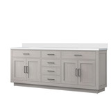 Lexora Abbey 84 inch W White Oak Double Sink Vanity Cabinet and Cultured Marble Top - LVA84DM300