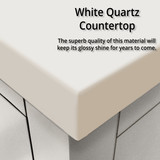Lexora Castor 60 inch W White Double Sink Wall Hung Vanity Cabinet, White Quartz Top, and Faucet Set - LVC60DA201