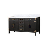 Lexora Laurel 60 inch W Black Oak Double Sink Vanity Cabinet and Carrara Marble Top - LVL60DJ100
