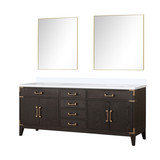 Lexora Laurel 80 inch W Brown Oak Double Sink Vanity Cabinet, White Quartz Top, and 36 in Mirrors - LVL80DK210