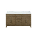 Lexora Laurel 60 inch W Grey Oak Double Sink Vanity Cabinet and Carrara Marble Top - LVL60DR100