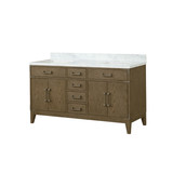 Lexora Laurel 60 inch W Grey Oak Double Sink Vanity Cabinet and Carrara Marble Top - LVL60DR100