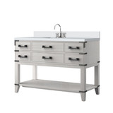 Lexora Norwalk 48 inch W White Oak Vanity Cabinet, White Quartz Top, and Faucet Set - LVN48SM201