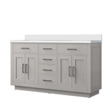 Lexora Abbey 60 inch W White Oak Double Sink Vanity Cabinet and White Quartz Top - LVA60DM200