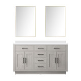 Lexora Abbey 60 inch W White Oak Double Sink Vanity Cabinet Cultured Marble Countertop and 55 in Mirror - LVA60DM310