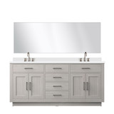 Lexora Abbey 72 inch W White Oak Double Sink Vanity Cabinet White Quartz Countertop, 70 in Mirror and Faucet Set - LVA72DM211