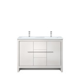 Lexora Lafarre 48 inch W x 20 in D White Double Sink Vanity Cabinet, White Quartz Top and Chrome Faucet Set - LVLF48DW201