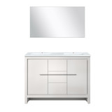 Lexora Lafarre 48 inch W x 20 in D White Double Sink Vanity Cabinet, White Quartz Top and 43 in Mirror - LVLF48DW210