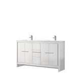 Lexora Lafarre 60 inch W x 20 in D White Double Sink Vanity Cabinet, White Quartz Top and Chrome Faucet Set - LVLF60DW201