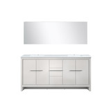 Lexora Lafarre 72 inch W x 20 in D White Double Sink Vanity Cabinet, White Quartz Top and 70 in Mirror - LVLF72DW210