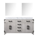 Lexora Laurel 60 inch W White Oak Double Sink Vanity Cabinet, Carrara Marble Top, and 28 in Mirrors - LVL60DM110