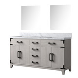 Lexora Laurel 60 inch W White Oak Double Sink Vanity Cabinet, Carrara Marble Top, and 28 in Mirrors - LVL60DM110
