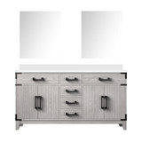 Lexora Laurel 60 inch W White Oak Double Sink Vanity Cabinet, White Quartz Top, and 28 in Mirrors - LVL60DM210
