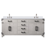 Lexora Laurel 72 inch W White Oak Double Sink Vanity Cabinet, White Quartz Top, and Faucet Set - LVL72DM201