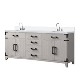 Lexora Laurel 72 inch W White Oak Double Sink Vanity Cabinet, White Quartz Top, and Faucet Set - LVL72DM201