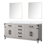 Lexora Laurel 72 inch W White Oak Double Sink Vanity Cabinet, Cultured Marble Top, and 34 in Mirrors - LVL72DM310