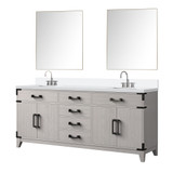 Lexora Laurel 72 inch W White Oak Double Sink Vanity Cabinet, Cultured Marble Top, Faucet Set, and 34 in Mirrors - LVL72DM311