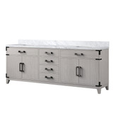Lexora Laurel 84 inch W White Oak Double Sink Vanity Cabinet and Carrara Marble Top - LVL84DM100
