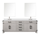 Lexora Laurel 84 inch W White Oak Double Sink Vanity Cabinet, White Quartz Top, Faucet Set, and 36 in Mirrors - LVL84DM211