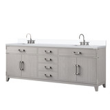 Lexora Laurel 84 inch W White Oak Double Sink Vanity Cabinet, Cultured Marble Top, and Faucet Set - LVL84DM301