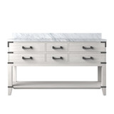 Lexora Norwalk 60 inch W White Oak Double Sink Vanity Cabinet and Carrara Marble Top - LVN60DM100
