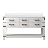Lexora Norwalk 60 inch W White Oak Double Sink Vanity Cabinet and White Quartz Top - LVN60DM200