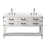 Lexora Norwalk 60 inch W White Oak Double Sink Vanity Cabinet, Cultured Marble Top, and Faucet Set - LVN60DM301