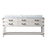 Lexora Norwalk 72 inch W White Oak Double Sink Vanity Cabinet and Carrara Marble Top - LVN72DM100