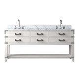 Lexora Norwalk 72 inch W White Oak Double Sink Vanity Cabinet, Carrara Marble Top, and Faucet Set - LVN72DM101