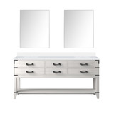 Lexora Norwalk 72 inch W White Oak Double Sink Vanity Cabinet, Cultured Marble Top, and 34 in Mirrors - LVN72DM310