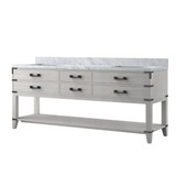 Lexora Norwalk 80 inch W White Oak Double Sink Vanity Cabinet and Carrara Marble Top - LVN80DM100