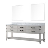 Lexora Norwalk 80 inch W White Oak Double Sink Vanity Cabinet, Carrara Marble Top, and 36 in Mirrors - LVN80DM110