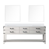 Lexora Norwalk 80 inch W White Oak Double Sink Vanity Cabinet, White Quartz Top, and 36 in Mirrors - LVN80DM210