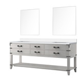 Lexora Norwalk 80 inch W White Oak Double Sink Vanity Cabinet, White Quartz Top, and 36 in Mirrors - LVN80DM210