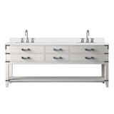 Lexora Norwalk 80 inch W White Oak Double Sink Vanity Cabinet, Cultured Marble Top, and Faucet Set - LVN80DM301