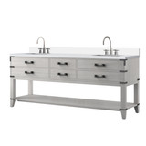 Lexora Norwalk 80 inch W White Oak Double Sink Vanity Cabinet, Cultured Marble Top, and Faucet Set - LVN80DM301
