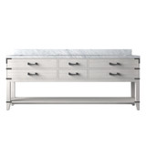 Lexora Norwalk 84 inch W White Oak Double Sink Vanity Cabinet and Carrara Marble Top - LVN84DM100