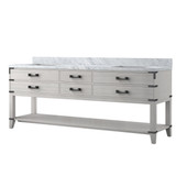 Lexora Norwalk 84 inch W White Oak Double Sink Vanity Cabinet and Carrara Marble Top - LVN84DM100