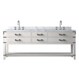 Lexora Norwalk 84 inch W White Oak Double Sink Vanity Cabinet, Carrara Marble Top, and Faucet Set - LVN84DM101