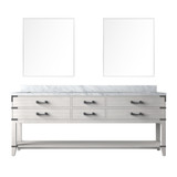Lexora Norwalk 84 inch W White Oak Double Sink Vanity Cabinet, Carrara Marble Top, and 36 in Mirrors - LVN84DM110
