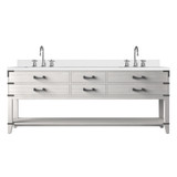 Lexora Norwalk 84 inch W White Oak Double Sink Vanity Cabinet, White Quartz Top, and Faucet Set - LVN84DM201